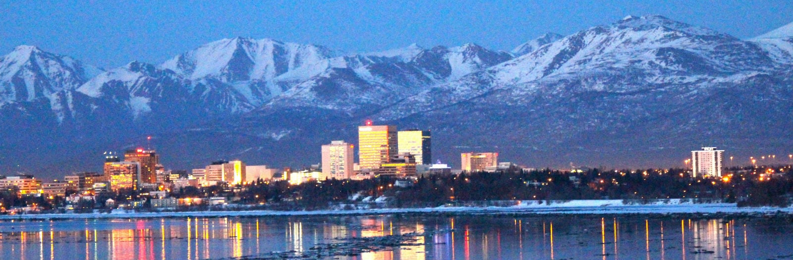 View of Anchorage, Alaska with the mountains in the background