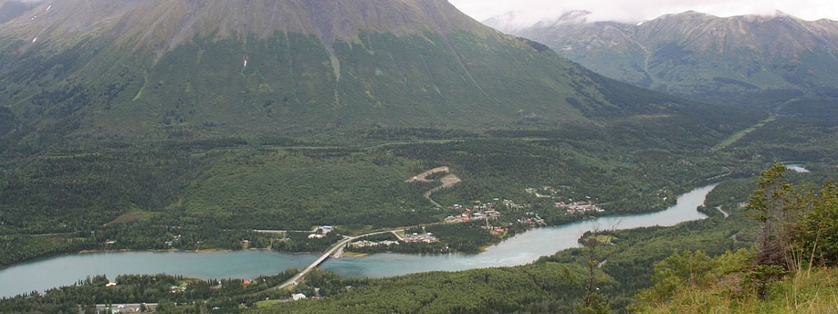 Aerial View of Cooper Landing, Alaska