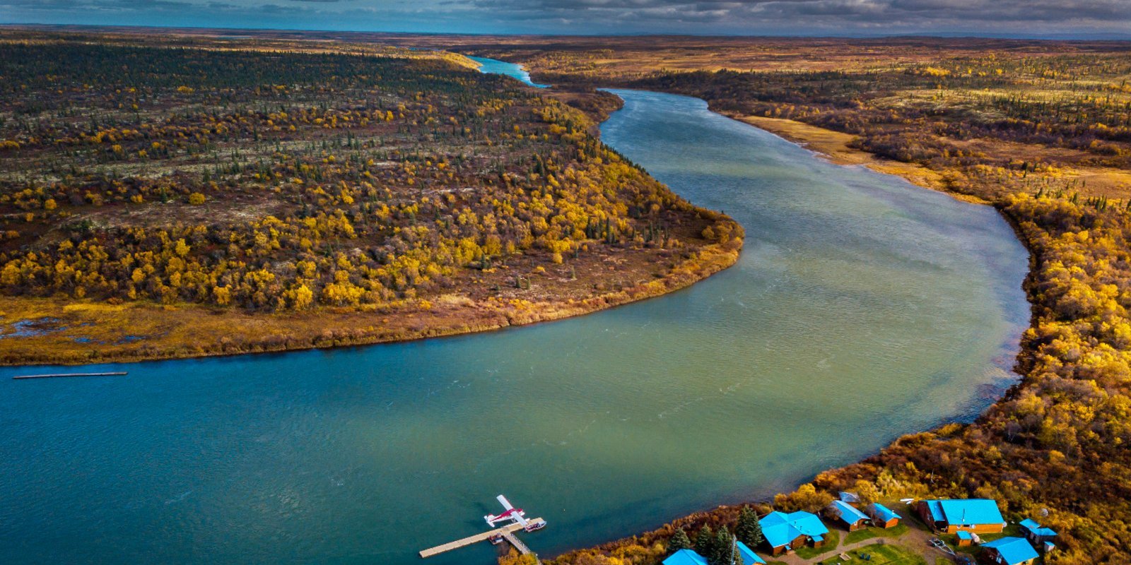 Aerial View of the Alagnak River Braids over No See Um Lodge